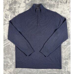 UNTUCKit Sweater Men's M Navy Blue Knit Extra Fine Merino Wool 1/4 Zip